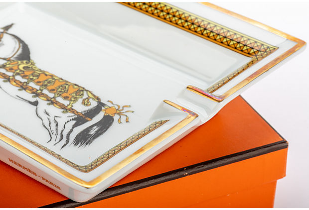 Hermes Gold Horse Porcelain Ashtray