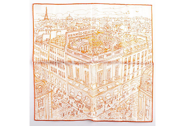 Hermès Orange Le Jardin Silk Gavroche