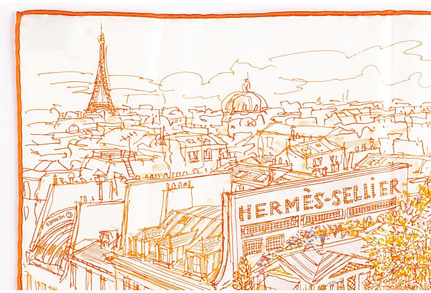 Hermès Orange Le Jardin Silk Gavroche