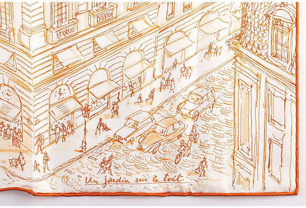 Hermès Orange Le Jardin Silk Gavroche