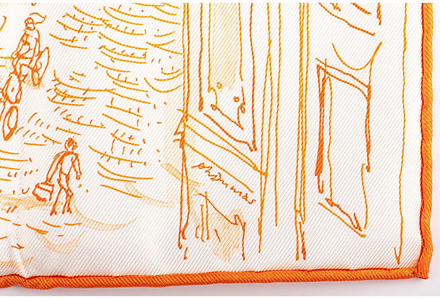 Hermès Orange Le Jardin Silk Gavroche