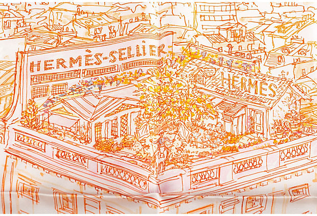 Hermès Orange Le Jardin Silk Gavroche