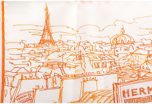 Hermès Orange Le Jardin Silk Gavroche