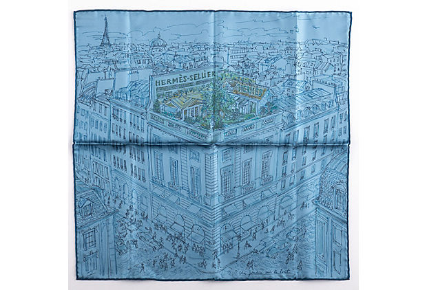 Hermes Blue Le Jardin Silk Gavroche BNIB