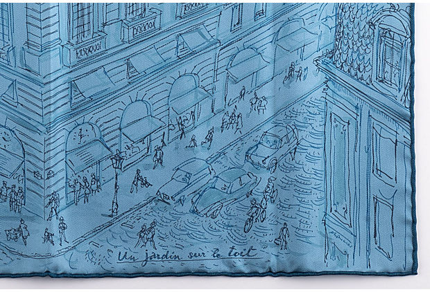 Hermes Blue Le Jardin Silk Gavroche BNIB