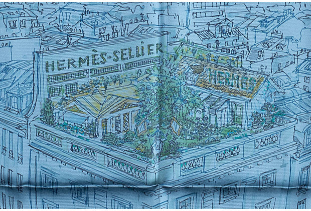 Hermes Blue Le Jardin Silk Gavroche BNIB