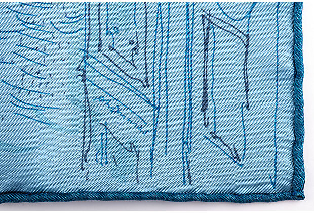 Hermes Blue Le Jardin Silk Gavroche BNIB
