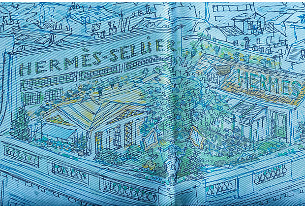 Hermes Blue Le Jardin Silk Gavroche BNIB