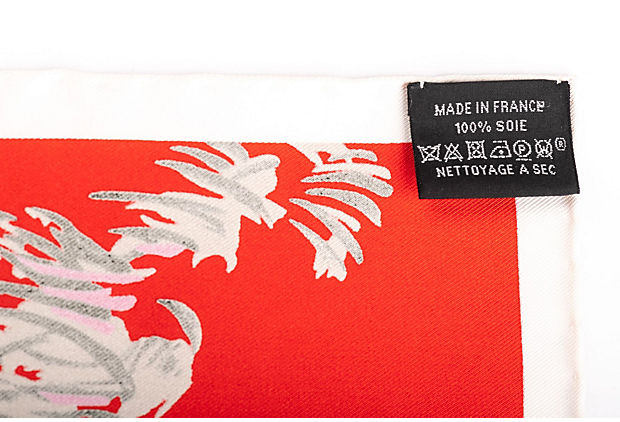 Hermes Red Tiger Cubs Silk Gavroche