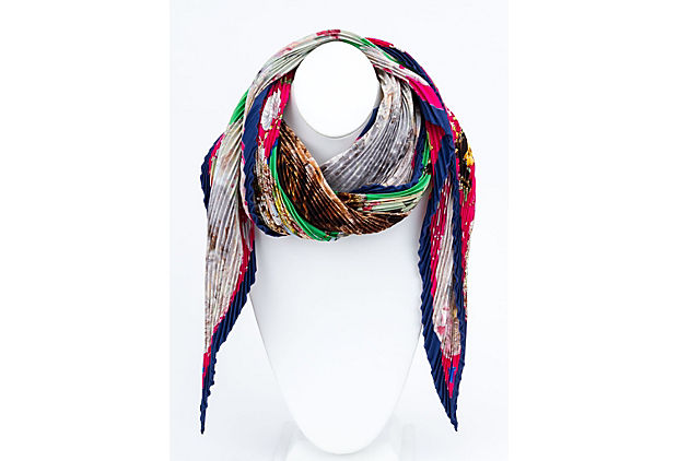 Hermes Rare Pleated Texas Wildlife Scarf