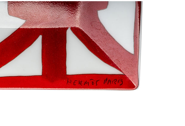 Hermès Red & White Square Plate