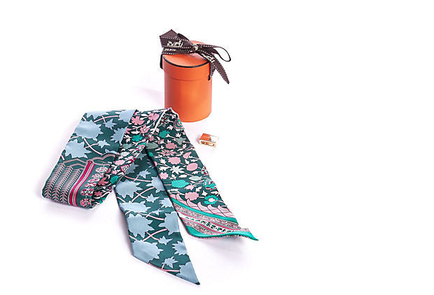 Hermès Pink & Green Gold Slide Twilly