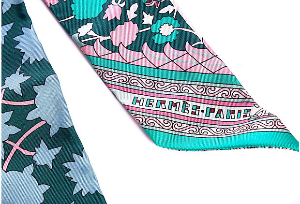 Hermès Pink & Green Gold Slide Twilly