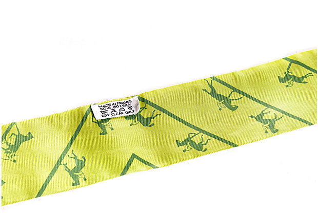 Hermès Lime Green Horses Twilly Scarf