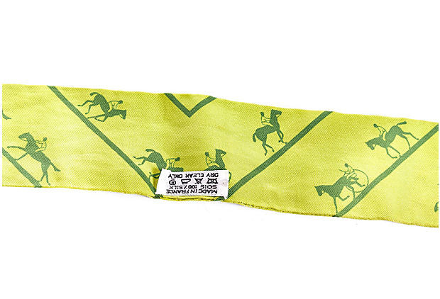 Hermès Lime Green Horses Twilly Scarf