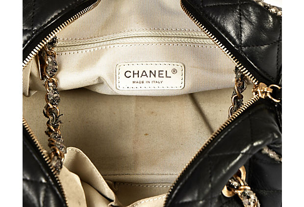 Chanel Black & Gray Tweed Shoulder Bag