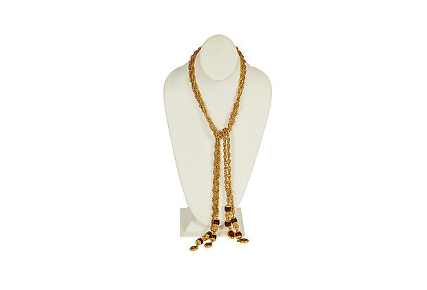 Chanel Rare Red Gripoix Double Lariot