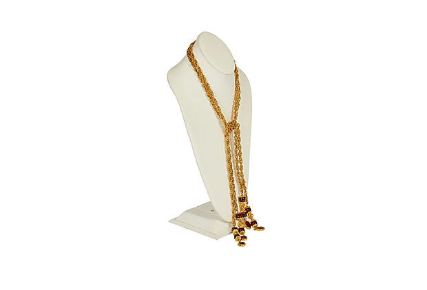 Chanel Rare Red Gripoix Double Lariot