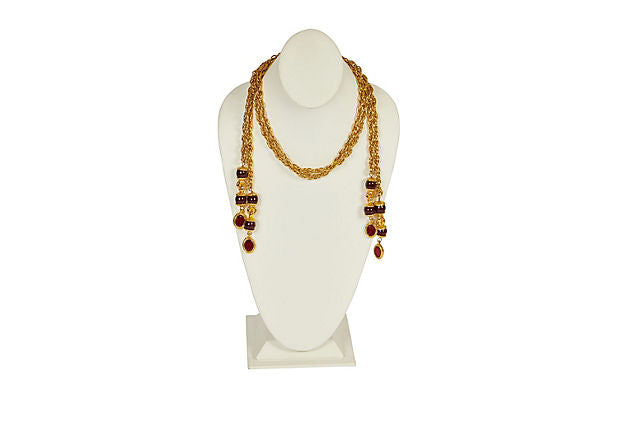 Chanel Rare Red Gripoix Double Lariot