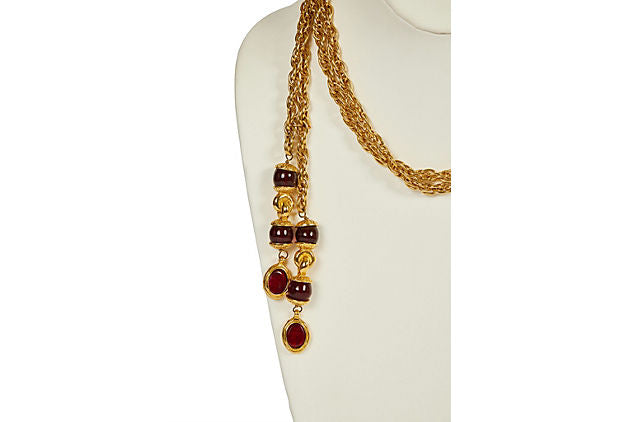 Chanel Rare Red Gripoix Double Lariot