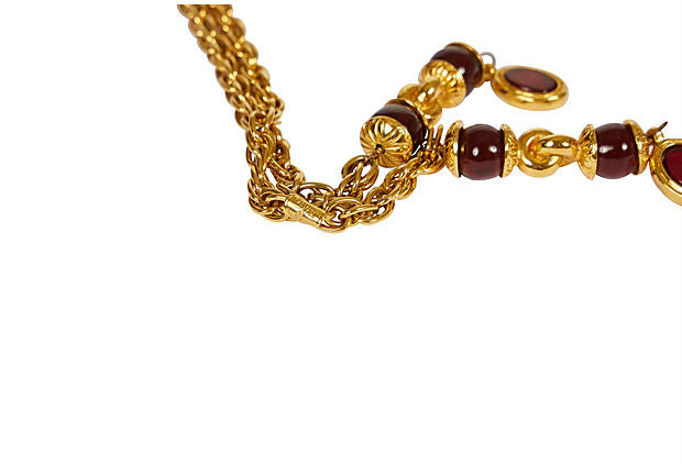 Chanel Rare Red Gripoix Double Lariot