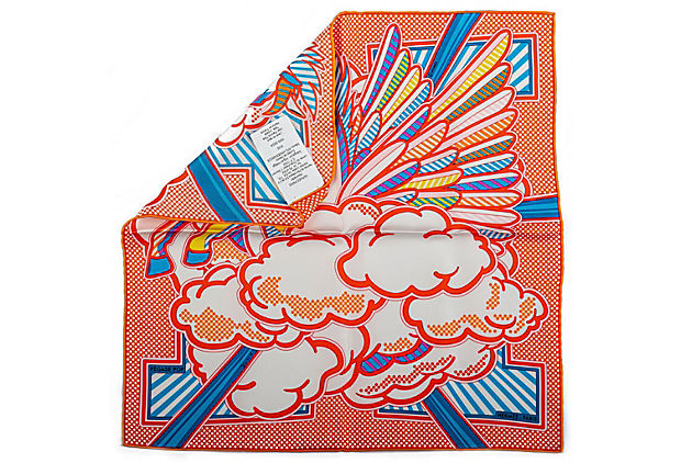 Hermes Pegase Silk Gavroche Scarf Orange
