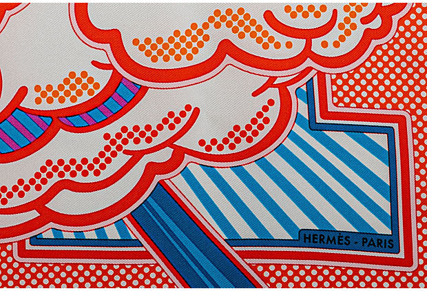 Hermes Pegase Silk Gavroche Scarf Orange