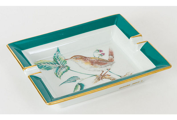 Hermès Porcelain Green Birds Ashtray