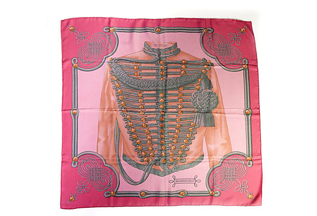 Hermes Pink Brandebourg Silk Scarf