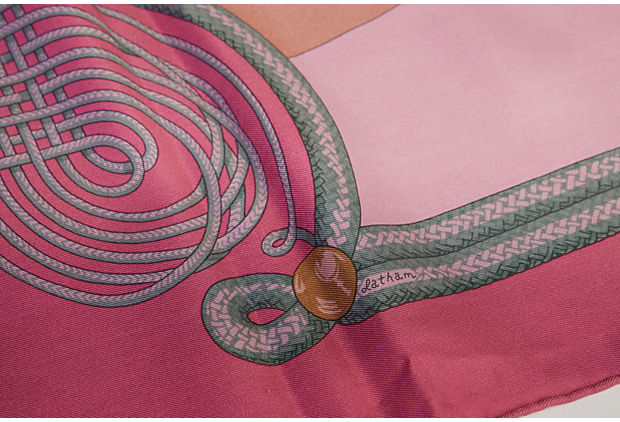 Hermes Pink Brandebourg Silk Scarf