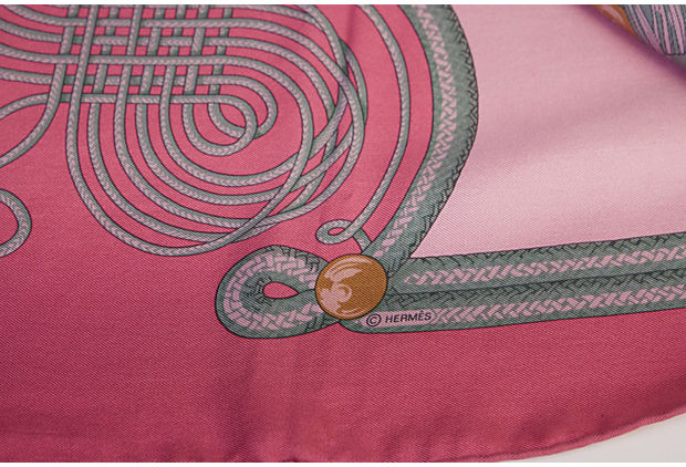 Hermes Pink Brandebourg Silk Scarf