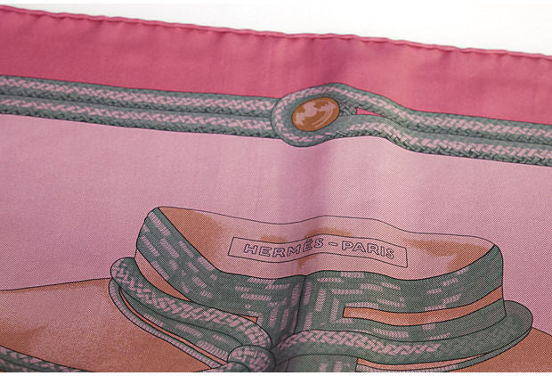 Hermes Pink Brandebourg Silk Scarf
