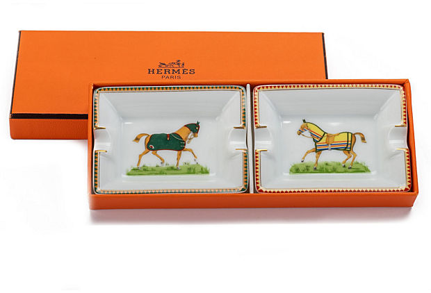 Hermes BNIB Pair Horse Small Ashtrays
