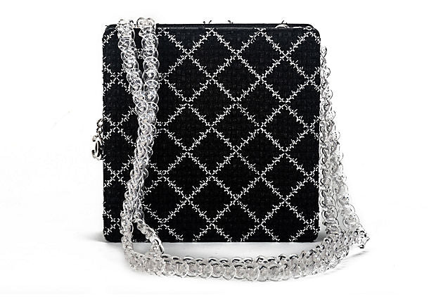 Chanel New Black Tweed Clear Lucite Bag