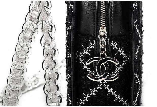 Chanel New Black Tweed Clear Lucite Bag