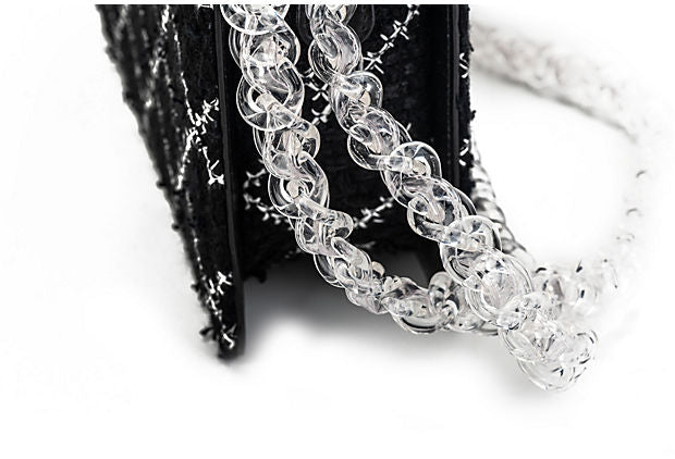 Chanel New Black Tweed Clear Lucite Bag