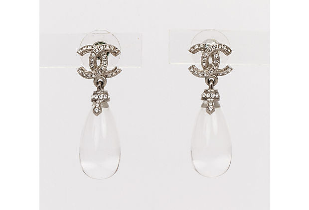 Chanel CC pierced earring w/lucite drops