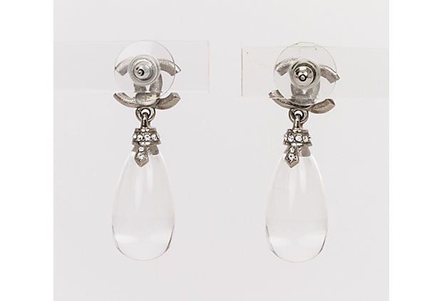 Chanel CC pierced earring w/lucite drops