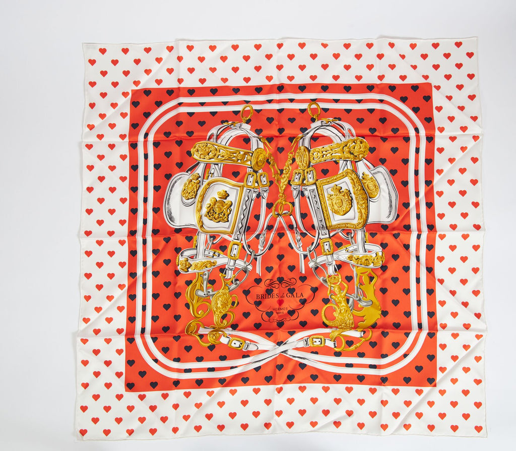 Hermès Orange Brides de Gala Love Scarf