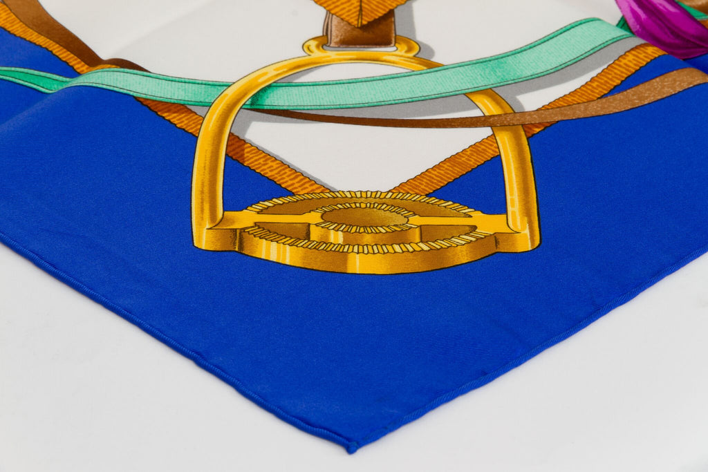 Hermès Blue "Grand Manege" Silk Scarf